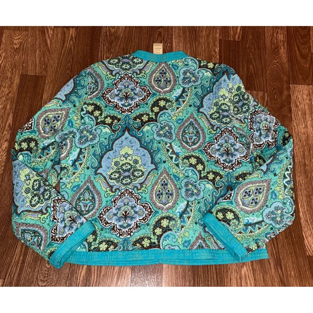 Laurence & Co Quilted Paisley Print‎ Button Front Jacket Women's M